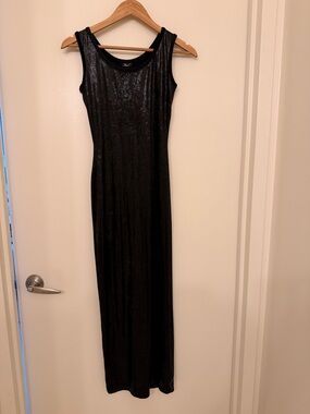 Rare Vintage Faust Paris Bodycon Metallic Bling Black Dress M